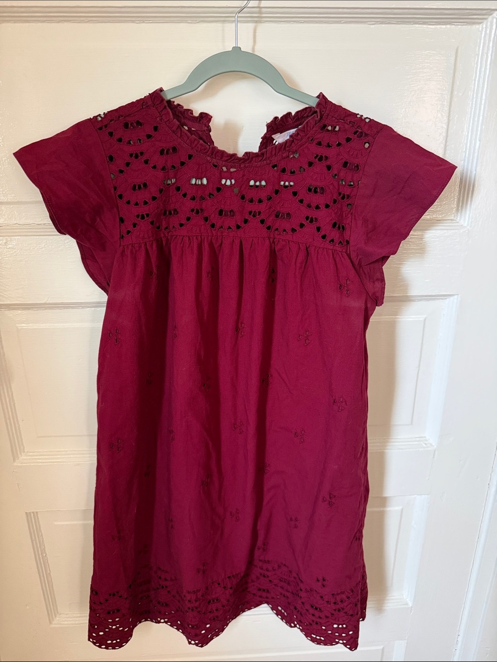 Eyelet Detail Dress in Deep Wine